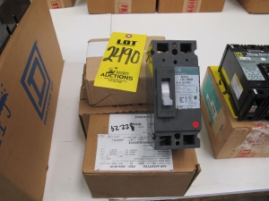 LOT (4) BREAKERS, CIRCUIT TYPE, 20 AMP RATING, 480 AC, 250 DC VOLT RATING, 2 POLE, THERMAL MAGNETIC KIND. 10KA INTERRUPTING CURRENT AT 250VDC, UL LISTED, MOLDED CASE CONSTRUCTION. CURVE# GES-6113C. PART # DD188C8966P035 (W-44) LOADING & HANDLING FEE $5-